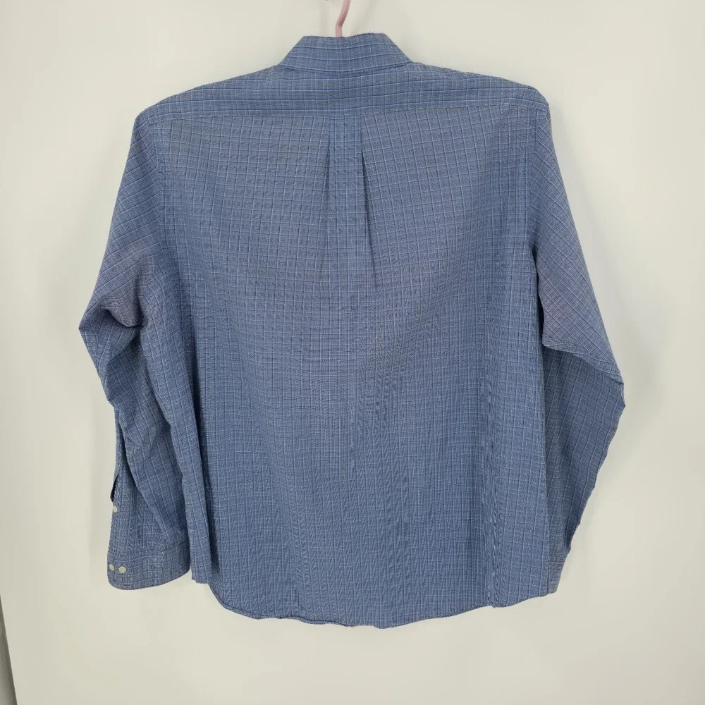 Ralph Lauren Classic Fit Men's Blue on Blue Check Long Sleeve Shirt‎ Size 17/XL